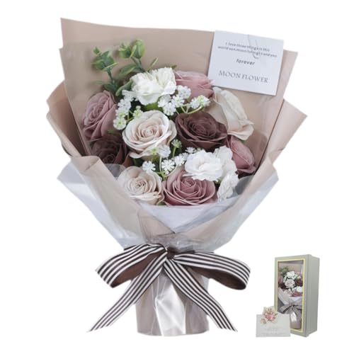 MEJARDIN Soap Flower Bouquet, Elegant Artificial Flowers Bouquet in Luxury Gift Box with Greeting Card, Romantic Long Last...