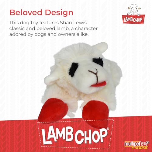 Multipet Lamb Chop Dog Plush Toy - Squeaky Toy for All Dogs - Extra Soft Plush - Stuffed Animal Dog Toy for Cuddling & Pla...