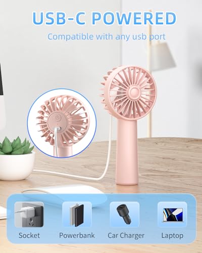 Handheld Fan, Portable Mini Fan 3 Speeds, 1800mAh Personal Small Hand Fans Battery Operated for Makeup Eyelash, USB Rechar...