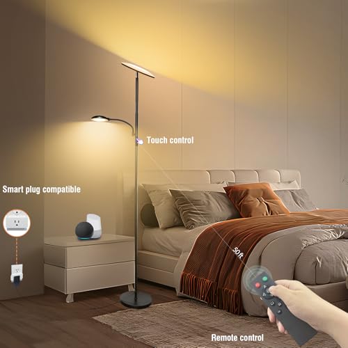 marctronic Floor Lamps for Living Room, 44W/4500LM Super Bright 2 in 1 LED Floor Lamp with Remote, Stepless Dimmable, 69" ...