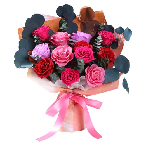Lovenfold Flowers for Delivery Birthday Flowers Gift for Her,Preserved Flowers Bouquet 12 Roses Mixed Bouquet,Rose Gifts f...