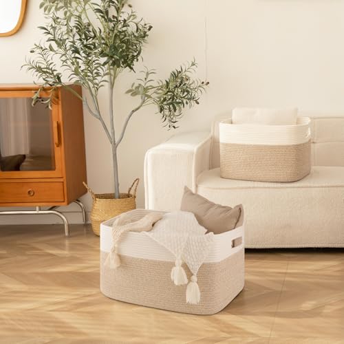 SIXDOVE 75L Large Cotton Rope Basket, Soft Toy Storage Bin for Nursery & Living Room, Decorative Blanket Basket for Bedroo...