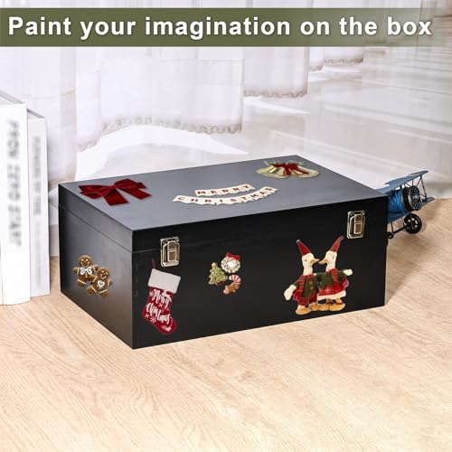 Useekoo Wooden Storage Box with Hinged Lid, 14.2” x 9.4” x 5.9" Large Wood Storage Boxes, Wooden Keepsake Box for Jewelry,...
