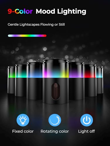 Pmsusoow Waterless Diffuser for Essential Oil: Mini Battery Scent Diffuser for Room&Home&Car with 9 Colors LED Light - Aro...