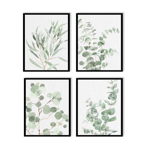 Botanical Prints Wall Art Framed: Sage Green Modern Farmhouse Wall Decor - Boho Wall Art for Bathroom Bedroom - Eucalyptus...