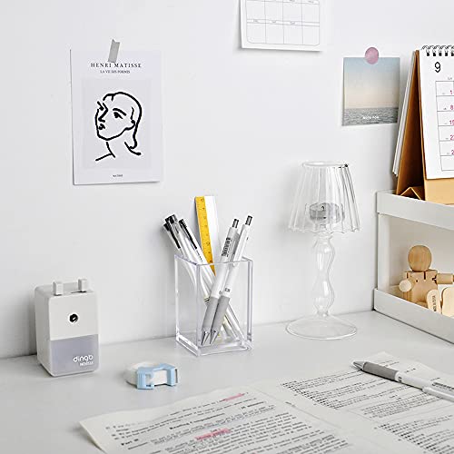 HSYMQ Clear Acrylic Pencil Pen Holder Cup, Clear Makeup Brush Holder, Acrylic Desk Accessories, Stationery Organizer for O...