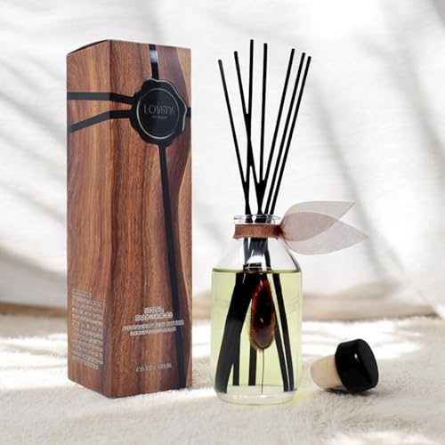 LOVSPA Reed Diffuser Set, Santal (Sandalwood) Scented Oil Diffuser with Sticks, Home Fragrance Accessories for Bathroom Sh...