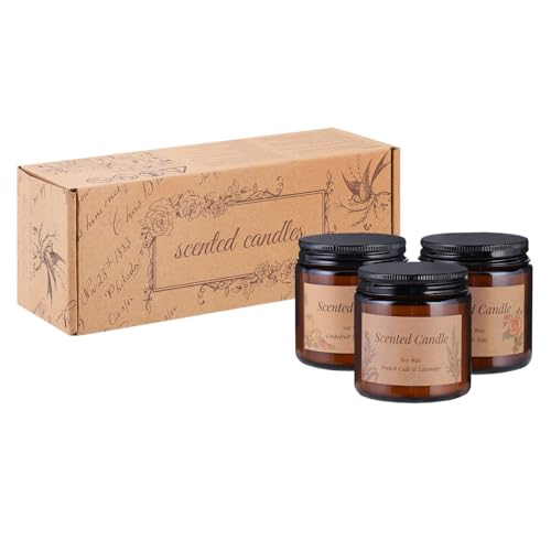 Scented Candles Gift Set, VOTTOUCC Soy Wax Aromatherapy, Meditation Yoga Spa, 3.5oz x3 Clean Burn Amber Jar, for Women Mo...