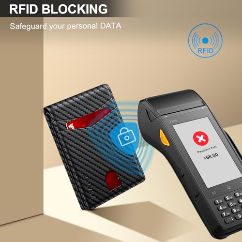 Wallet for Men Slim RFID Blocking Leather Credit Card Holder Wallet for 14 Cards, Bifold Minimalist Thin Wallet with 2 ID ...