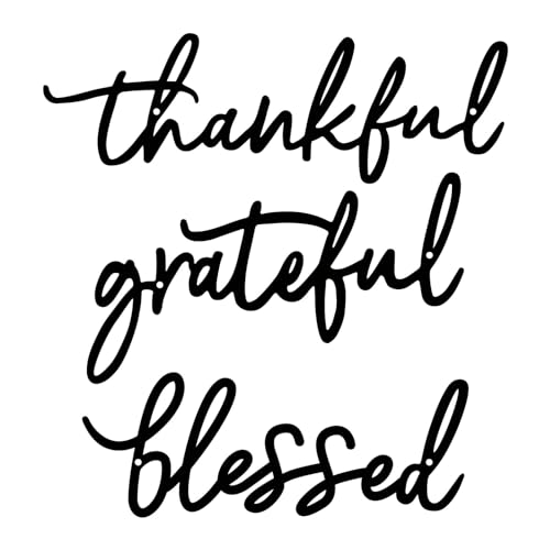 ESTART Thankful Grateful Blessed Letter Sign Metal Wall Decor, 3 Piece Black Letters Wall Art for Bathroom Bedroom Metal W...