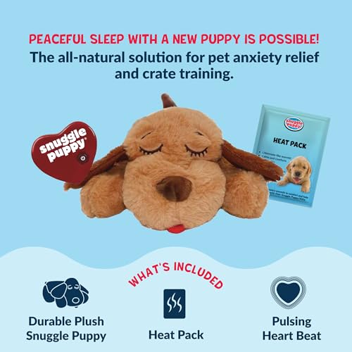 Snuggle Puppy Original Heartbeat Puppy Toy with Real-Feel Pulse & Heat Pack, Calming Sleep Aid for Puppy Anxiety, Crate Tr...