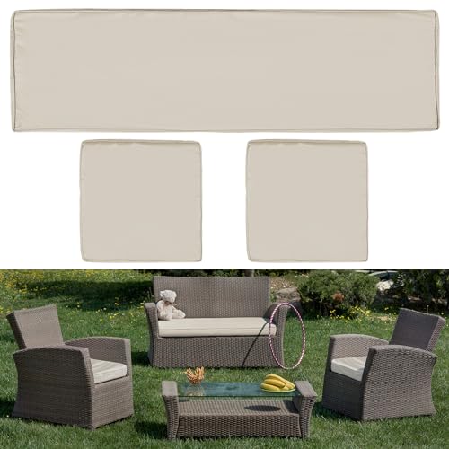 Lounsweer 3 Pcs Outdoor Cushion Covers Patio Cushion Replacement Covers 2 Covers 18 x 18 x 2 and 1 Cover 42 x 18 x 3 for P...
