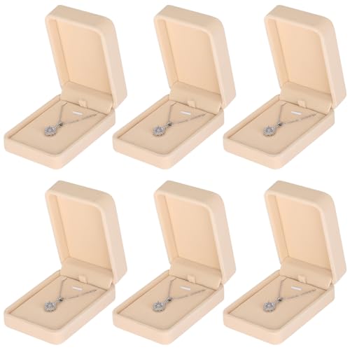 KUKUVR 6 Pieces Classic Velvet Necklace Pendant Box for Jewelry Gift, Small Jewellry Storage Display Case for Wedding Enga...