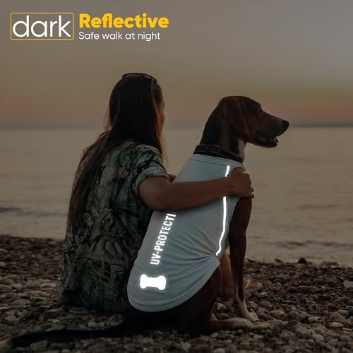 3Pack Sunblock Dog Shirt Breathable Reflective Dog T-Shirt Lightweight Sun Protection Sleeveless Dog T Shirts for Small Me...