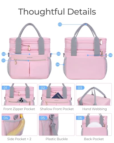 Hedcaw Lunch Box for Women Double Deck Insulated Lunch Bag Women Expandable Leakproof Reusable Lunch Cooler Bag for Work, ...