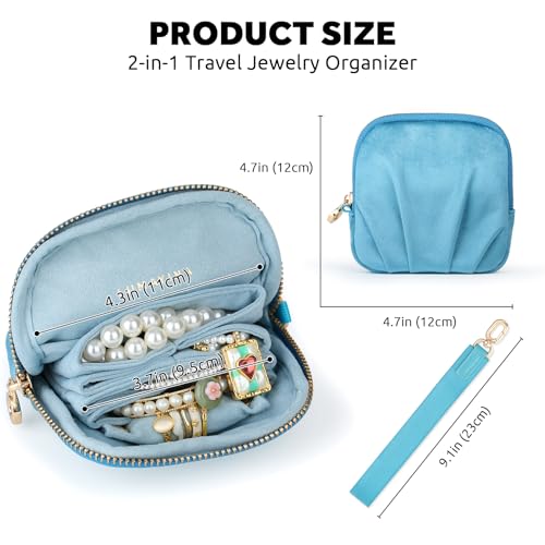 Lumayina Velvet Travel Jewelry Pouch, 2-in-1 Clamshell Case with Detachable Insert, Portable Travel Jewelry Organizer with...