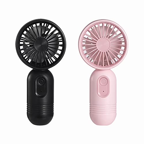 Mini Portable Fan 2 Pack, Cute Handheld Fan Battery Operated Lightweight Small Personal Fan with 3 Speeds and USB Recharge...