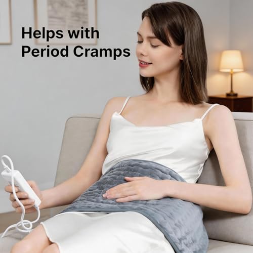 Heating Pad for Back, Neck, and Shoulder Pain Relief, Electric Heat Pad with 6 Heat Levels, Moist Heat Option, Auto Shut-O...