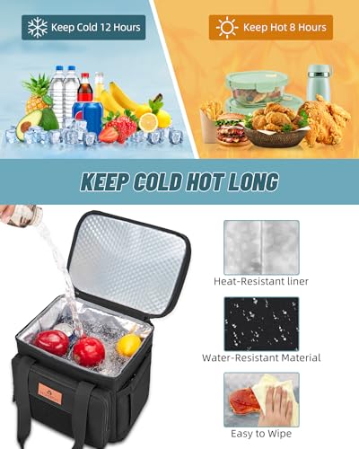 HSHRISH Lunch Box for men, Large Expandable Insulated Lunch Bag, Durable Waterproof Leakproof Tactical Cooler Bag for Adul...