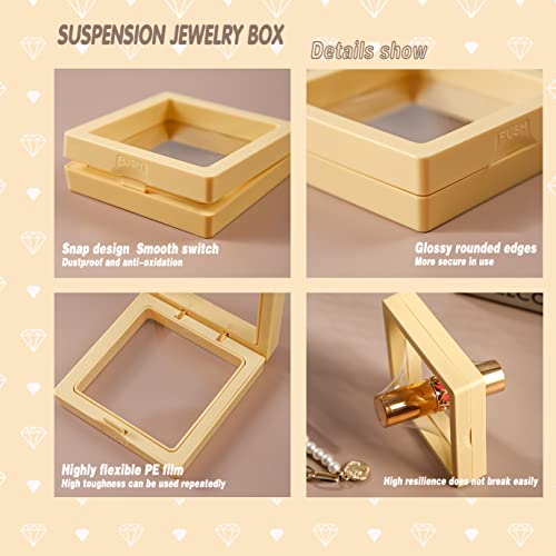 12PCS 3D Floating Frame Display Stand, Jewelry Box, Gift Box, Ornament Organizer, Small Travel Jewelry Box, PE Film Anti-O...