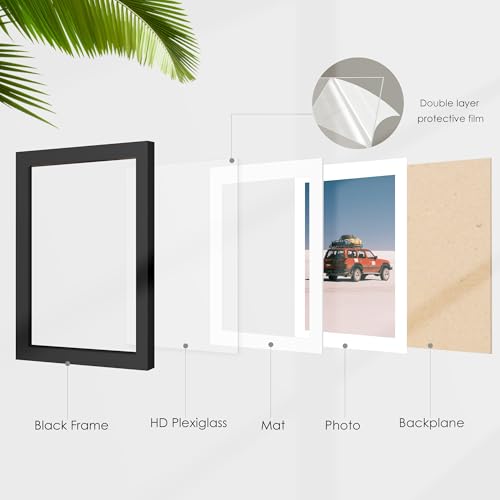 Fisnish 12x12 Picture Frame Sef of 10, Display Pictures 8x8 with Mat or 12 x 12 Without Mat, Photo Frame Collage for Wall ...
