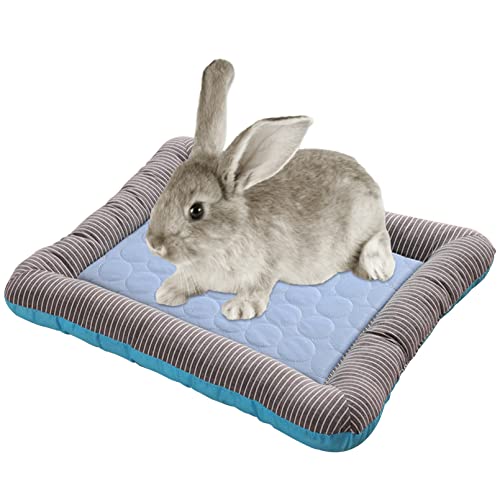 PINVNBY Rabbit Bed Cooling Pad, 20.8" L*16.9" W Bunny Self Bed Mat, Ice Silk Summer Pet Cooling Sleeping Pad, Portable Cag...