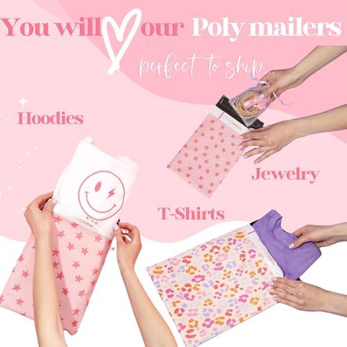 Pretty Package Store 6x9 Designer Poly Mailer 100 Pack Heavy Duty Waterproof Self Seal Shipping Bags for Small Business La...