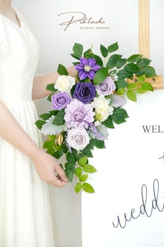 Piklado Wedding Decor Pack of 2 Welcome Sign Flower Backdrop Garland for Ceremony Reception Wall Easel Home Decoration Ent...