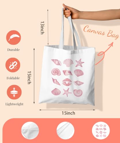 SZERE Beach Summer Canvas Tote Bag for Women Teen Girls Gifts Cute Small Travel Work Tote Bags Reusable Grocery Bags
