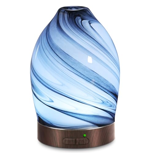Essential Oil Diffuser Aromatherapy Diffuser -150ml Art Glass Aroma Diffuser for Home Ultrasonic Diffuser with Auto Shut-O...