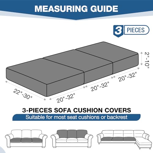 TAOCOCO Couch Cushion Covers 3 Pieces Stretch Couch Covers for 3 Cushion Couch, Sofa Seat Covers Soft Washable Furniture P...