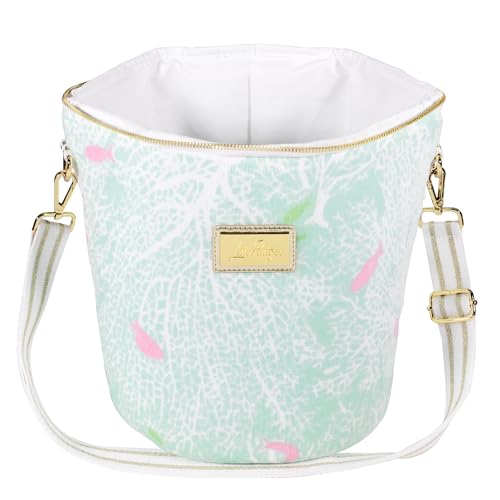 Lilly Pulitzer Insulated Soft Cylinder Beach Cooler with Terry Cloth Fabric, Adjustable/Removable Strap, and Double Zipper...
