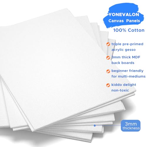 Canvases for Painting 48 Pack, 8x10 inch Blank Canvas Boards, Primed Acid-Free 100% Cotton Canvas Panels for Acrylic Oil T...