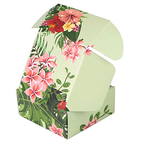 Soxuding Hawaiian Flower Shipping Boxes Pack of 25-4x4x2 inches Hawaiian Floral Gift Boxes Small Cardboard Corrugated Mail...