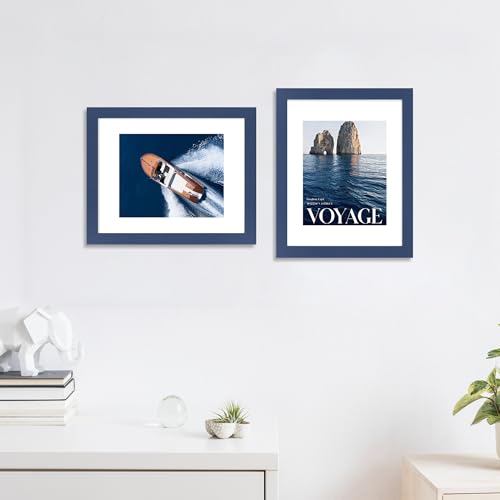 SZYUU 11x14 Picture Frame Set of 4, High Definition Real Glass, Display Pictures 8x10 with Mat or 11x14 Without Mat, Galle...
