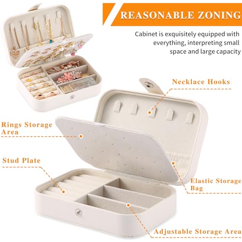 XZUZ Travel Jewelry Box, PU leather Small Jewelry Organizer For Female Girls, double layer portable mini travel case for s...