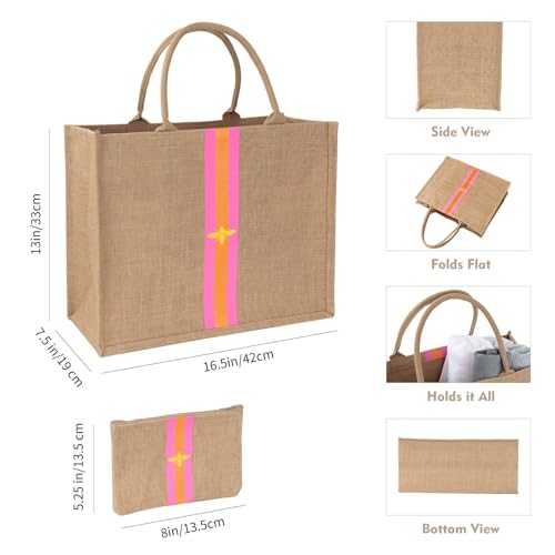 Large Beach Bag Jute Woven Tote