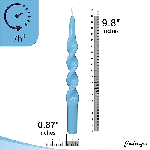 Gedengni Blue Candlesticks Spiral Taper Candle - Set of 2 Cute Candle Sticks 10 Inch Long Tapered Candles Twisted Candlest...