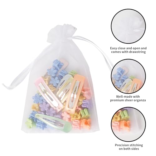 YHJZ 100PCS White Organza Bags, 4x6 Inch Small Mesh Bags Drawstring, Jewelry Gift Bags, Packaging Bags for Easter, Party, ...