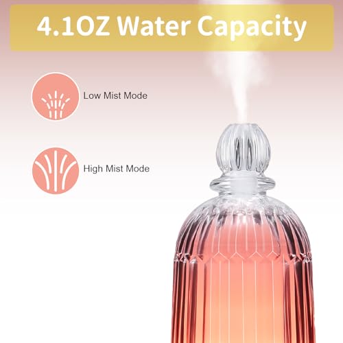 Smartwell Glass Essential Oil Diffuser, Aroma Diffusers with Glass Cover & Plastic Reservoir Small Humidifiers with 7 Colo...