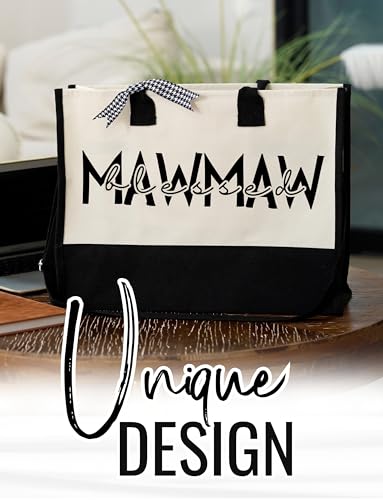 InnoBeta Mawmaw Gifts for Grandma, Canvas Tote Bag on Christmas or Birthday & Mother's Day, Tote with Top Zipper Closure a...