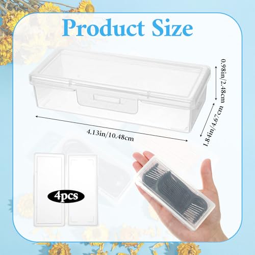 Cotton Swab Holder for Travel, 4 Pcs 4 × 2 × 1 inches Portable Small Clear Floss Holders Empty Cotton Ball Holders, Plasti...