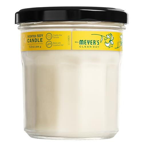 MRS. MEYER'S CLEAN DAY Soy Aromatherapy Candle, 35 Hour Burn Time, Made with Soy Wax and Essential Oils, Honeysuckle, 7.2 Oz