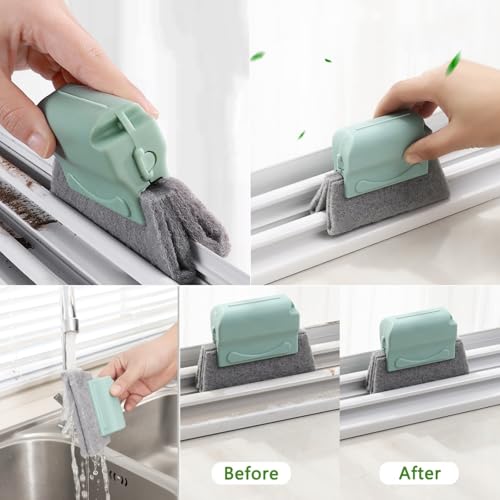 CRAFNEW 14Pcs Window Track Cleaning Tools, Deep Clean Groove Gap cleaning brush Kit for Window/Door Tracks, Sliding Doors,...