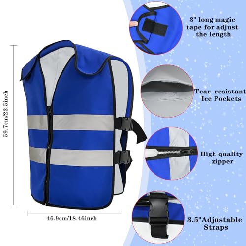 VVHOOY Cooling Vest for Men&Women,Reflective Ice Vest with 20 PCS Reusable Ice Packs,Adjustable Cool Jacket for Motorcycl...