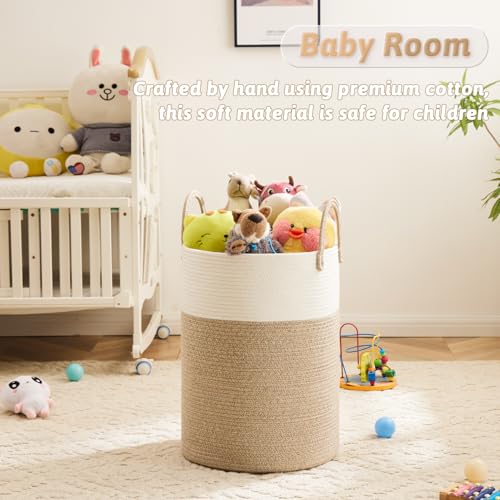 Artfeel Laundry Basket,Woven Cotton Rope Laundry Hamper,60L for Decor Storage of Dirty Clothes,Toys and Blankets in Bathro...