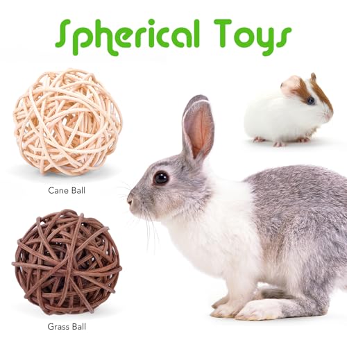 VESPRO Bunny Teys for Rabbits Hamster/Guinea Pig Toys Natural Timothy Hay Sticks chew Treats and Balls for Rabbit, Bunny, ...