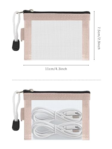 5 Pack Mini Zipper Mesh Bags, 2.7" x 4.3" Nylon Small Pouch Key Holder,Coin Purse,Card Holder, Portable Travel Makeup Cosm...