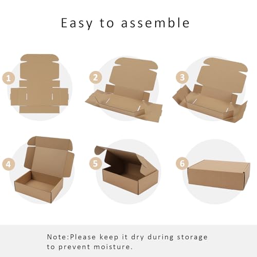 BIOBROWN 7x5x2" Small Shipping Boxes 50 Pack, Corrugated Cardboard Mailer Boxes Bulk for Packaging Small Business Mailing ...