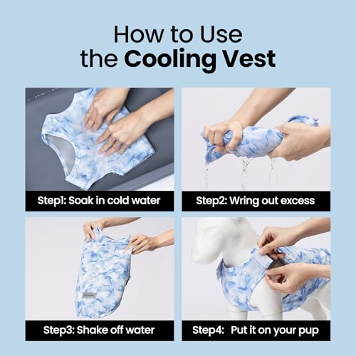 Fitwarm Ice Print Dog Cooling Vest, Summer Clothes for Small Dogs, Pet Outfit, Blue, White, Large